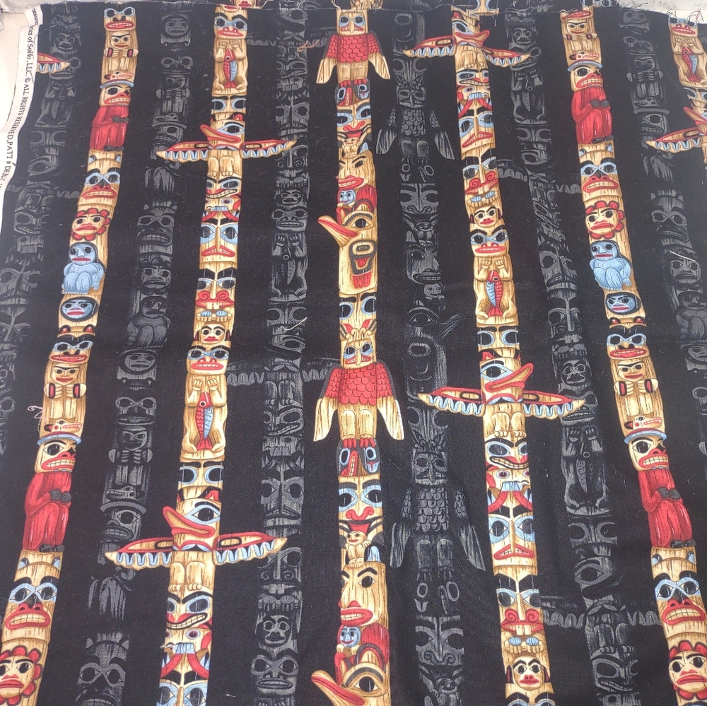 Colorful Totem Pole Patterned Fabric - Picture 4 of 5